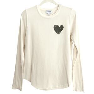 ♥️ Evereve Cream Au Lait Thermal Long Sleeve Heart Top Women Size M